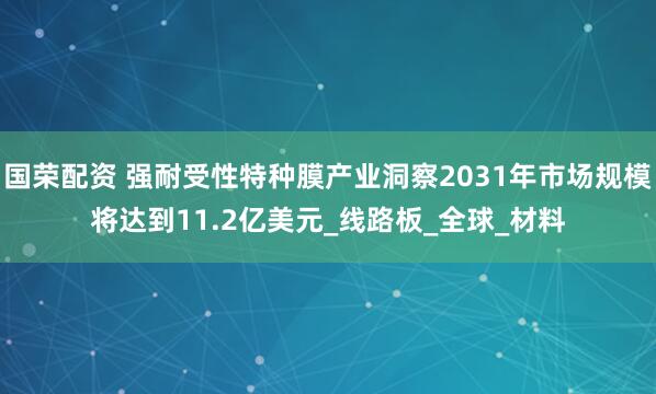 国荣配资 强耐受性特种膜产业洞察2031年市场规模将达到11.2亿美元_线路板_全球_材料